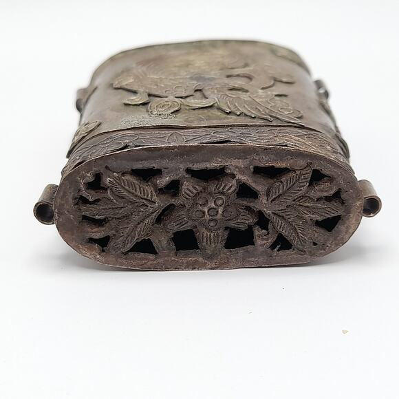 Vintage Dragon & Phoenix Asian Art Box Pendant, No Chain - Picture 3 of 9